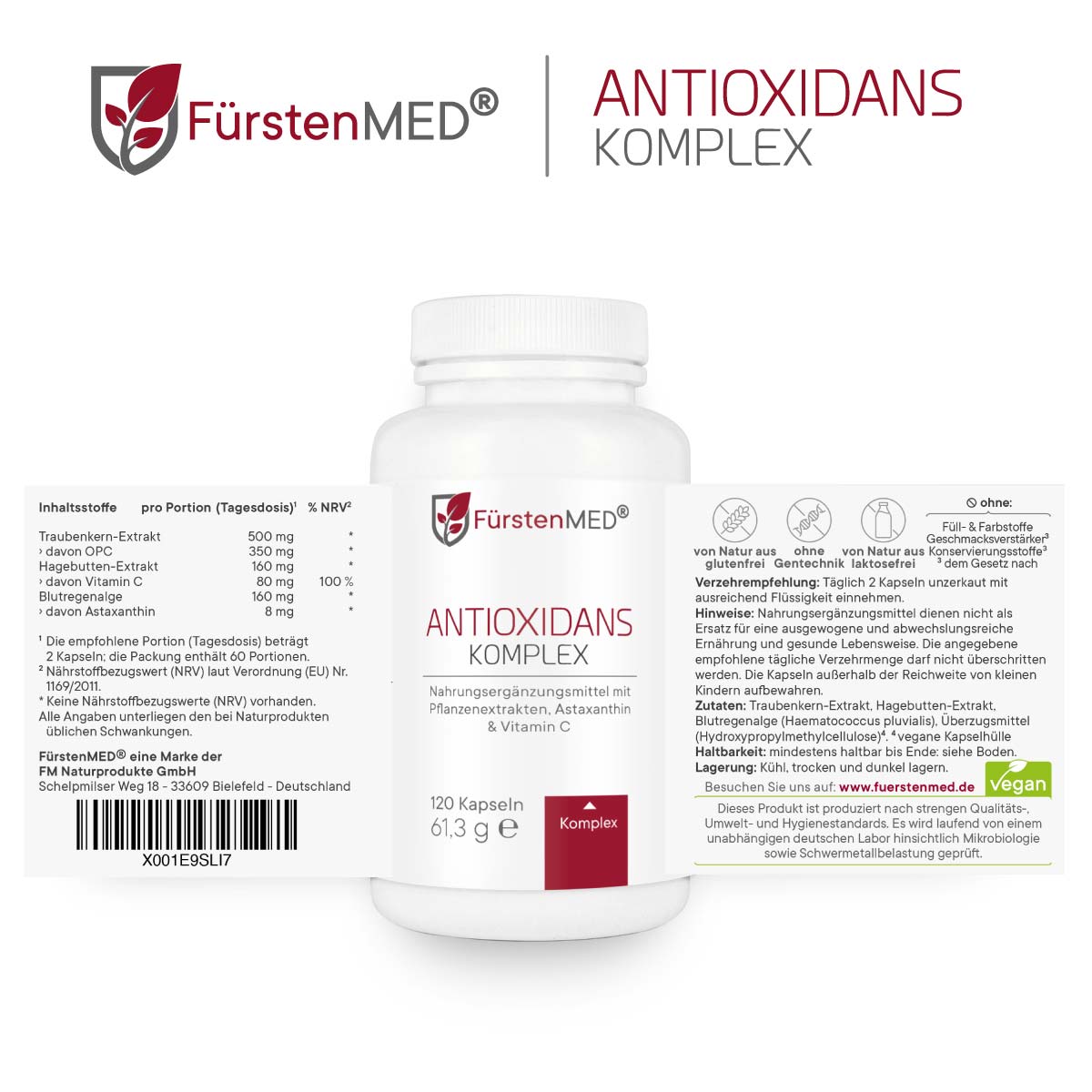 
                  
                    FürstenMED Antioxidans Komplex (Astaxanthin + OPC + Vitamin C)
                  
                
