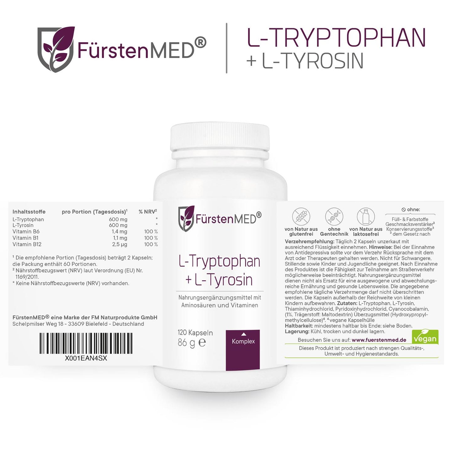 
                  
                    FürstenMED L-Tryptophan + L-Tyrosin Complex 120 Kapseln
                  
                